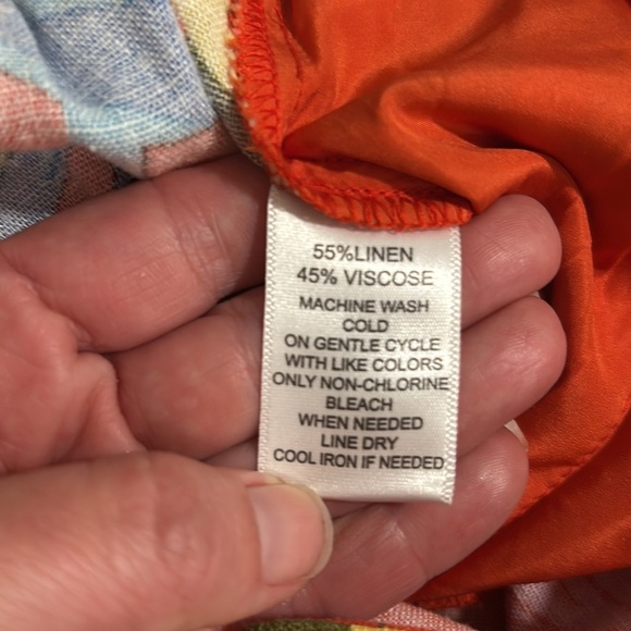 Calligraphie Tropical Linen wide leg crop Hawaiian beach summer pant size Medium - Picture 5 of 8